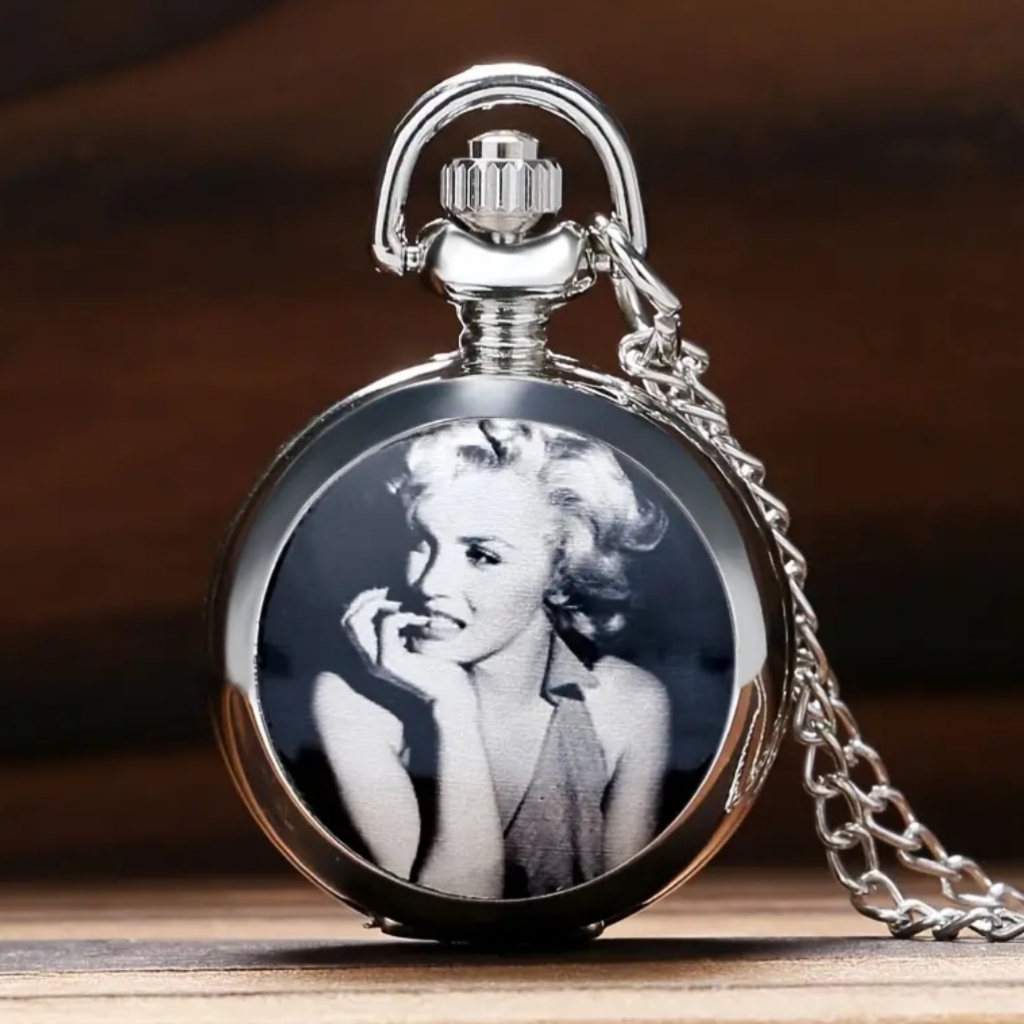 New Silver Marilyn Monroe Pocket Watch